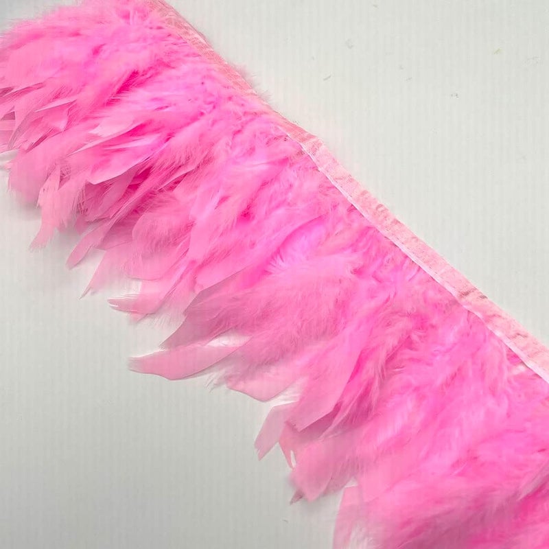 Shekyeon Turkey Feathers Fringe Trim for Party Clothing DIY Sewing Crafts Decoration Pack of 2 Yards (Pink) - Image 2
